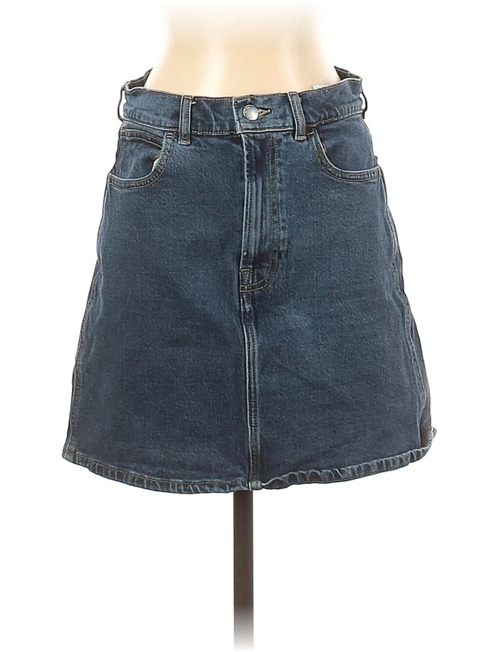 Everlane Way-High Denim Skirt Organic Cotton Blue Jean Skirt Size 27